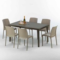 Polyrattan Tisch Rechteckig mit 6 Bunten Stühlen 150x90 Braun Focus Polyrattan Tisch Rechteckig mit 6 Bunten Stühlen 150x90 Braun Focus von GRAND SOLEIL