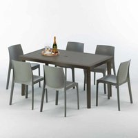 Polyrattan Tisch Rechteckig mit 6 Bunten Stühlen 150x90 Braun Focus Polyrattan Tisch Rechteckig mit 6 Bunten Stühlen 150x90 Braun Focus von GRAND SOLEIL