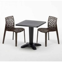 Schwarz Quadratisch Tisch und 2 Stühle Farbiges Polypropylen-Innenmastenset Grand Soleil Gruvyer Aia - Braun Schwarz Quadratisch Tisch und 2 Stühle Farbiges Polypropylen-Innenmastenset Grand Soleil Gruvyer Aia - Braun von GRAND SOLEIL