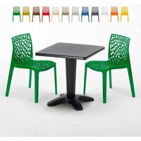 Schwarz Quadratisch Tisch und 2 Stühle Farbiges Polypropylen-Innenmastenset Grand Soleil Gruvyer Aia - Grün Schwarz Quadratisch Tisch und 2 Stühle Farbiges Polypropylen-Innenmastenset Grand Soleil Gruvyer Aia - Grün von GRAND SOLEIL