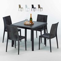 Schwarz Quadratisch Tisch und 4 Stühle Farbiges Polypropylen-Außenmastenset Grand Soleil Bistrot Passion - Schwarz Schwarz Quadratisch Tisch und 4 Stühle Farbiges Polypropylen-Außenmastenset Grand Soleil Bistrot Passion - Schwarz von GRAND SOLEIL