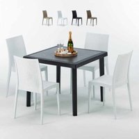 Schwarz Quadratisch Tisch und 4 Stühle Farbiges Polypropylen-Außenmastenset Grand Soleil Bistrot Passion - Weiß Schwarz Quadratisch Tisch und 4 Stühle Farbiges Polypropylen-Außenmastenset Grand Soleil Bistrot Passion - Weiß von GRAND SOLEIL