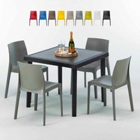 Schwarz Quadratisch Tisch und 4 Stühle Farbiges Polypropylen-Außenmastenset Grand Soleil Rome Passion - Grau Schwarz Quadratisch Tisch und 4 Stühle Farbiges Polypropylen-Außenmastenset Grand Soleil Rome Passion - Grau von GRAND SOLEIL