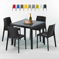 Schwarz Quadratisch Tisch und 4 Stühle Farbiges Polypropylen-Außenmastenset Grand Soleil Rome Passion - Schwarz Schwarz Quadratisch Tisch und 4 Stühle Farbiges Polypropylen-Außenmastenset Grand Soleil Rome Passion - Schwarz von GRAND SOLEIL