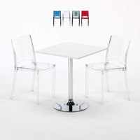 Weiß Quadratisch Tisch und 2 Stühle Farbiges Polypropylen-Innenmastenset Grand Soleil B-Side Demon - Transparent von GRAND SOLEIL
