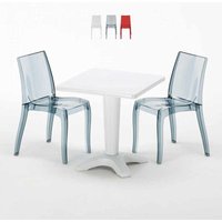 Weiß Quadratisch Tisch und 2 Stühle Farbiges Polypropylen-Innenmastenset Grand Soleil Cristal Light Terrace - Transparent Schwarz Anthrazit Weiß Quadratisch Tisch und 2 Stühle Farbiges Polypropylen-Innenmastenset Grand Soleil Cristal Light Terrace - Transparent Schwarz Anthrazit von GRAND SOLEIL