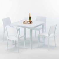 Weiß Quadratisch Tisch und 4 Stühle Farbiges Polypropylen-Außenmastenset Grand Soleil Paris Love - Weiß Weiß Quadratisch Tisch und 4 Stühle Farbiges Polypropylen-Außenmastenset Grand Soleil Paris Love - Weiß von GRAND SOLEIL