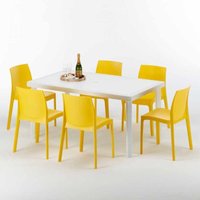 Weiß Rechteckig Tisch und 6 Stühle Farbiges Polypropylen-Außenmastenset Grand Soleil Rome Summerlife - Gelb Weiß Rechteckig Tisch und 6 Stühle Farbiges Polypropylen-Außenmastenset Grand Soleil Rome Summerlife - Gelb von GRAND SOLEIL