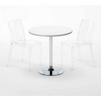 Weiß Rund Tisch und 2 Stühle Farbiges Transparent Grand Soleil Cristal Light Silver - Transparent Weiß Rund Tisch und 2 Stühle Farbiges Transparent Grand Soleil Cristal Light Silver - Transparent von GRAND SOLEIL