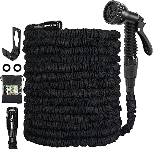 GRANDMA SHARK Gartenschlauch Flexibel 22m, Gardena Schlauch Wasserschlauch Flexibler Schlauchrohre mit 7 Modi, Wasserspritzpistole, Erweiterbare Schlauch-Spritzpistole (75FT, Schwarz), aus Polyester von GRANDMA SHARK