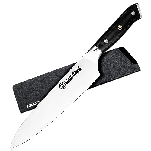 GRAND SHARP Profi Chefmesser Kochmesser 20cm Hochwertigem 1.4116 Deutscher Edelstahl Scharf Küchenmesser mit rrgonomischer Pakkaholz Griff von GRAND SHARP