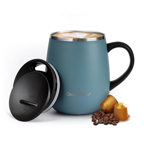 GRANDTIES Insulated Coffee Mug with Handle- Sliding Lid for Splash-Proof 16 oz Wine-Glass Shape Thermal Tumbler with Double Walled Vacuum Stainless Steel to Keeps Beverages Hot or Cold-Atlantis Blue GRANDTIES Insulated Coffee Mug with Handle- Sliding Lid for Splash-Proof 16 oz Wine-Glass Shape Thermal Tumbler with Double Walled Vacuum Stainless Steel to Keeps Beverages Hot or Cold-Atlantis Blue von GRANDTIES