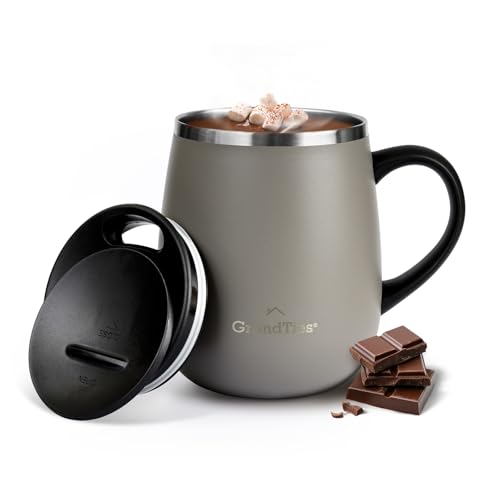 GRANDTIES Insulated Coffee Mug with Handle- Sliding Lid for Splash-Proof 16 oz Wine-Glass Shape Thermal Tumbler with Double Walled Vacuum Stainless Steel to Keeps Beverages Hot or Cold-Caffe Latte GRANDTIES Insulated Coffee Mug with Handle- Sliding Lid for Splash-Proof 16 oz Wine-Glass Shape Thermal Tumbler with Double Walled Vacuum Stainless Steel to Keeps Beverages Hot or Cold-Caffe Latte von GRANDTIES