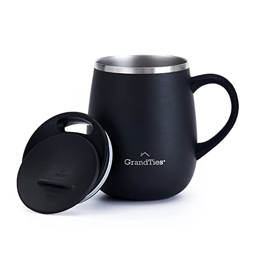 GRANDTIES Isolierter Kaffeebecher mit Henkel Schiebedeckel - 460 ml Weinglas-Form Thermobecher mit doppelwandigem Vakuum Edelstahl hält Ihre Getränke heiß oder kalt Midnight Black, 1 Stück (1er Pack) GRANDTIES Isolierter Kaffeebecher mit Henkel Schiebedeckel - 460 ml Weinglas-Form Thermobecher mit doppelwandigem Vakuum Edelstahl hält Ihre Getränke heiß oder kalt Midnight Black, 1 Stück (1er Pack) von GRANDTIES