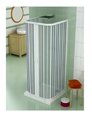 Duschkabine aus PVC U-FORM, 70 x 80 x 70 cm, Höhe 170 cm, 3 Seiten mit zentraler Öffnung vorne mit zwei Türen, Weiß von GRANISUD