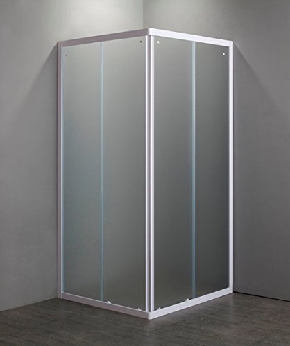 Duschkabine aus gehärtetem Mattglas, 4 mm, Schiebetür, 2 Seiten, Profile Bianchi, 75 x 75 cm, Höhe 185 cm von GRANISUD