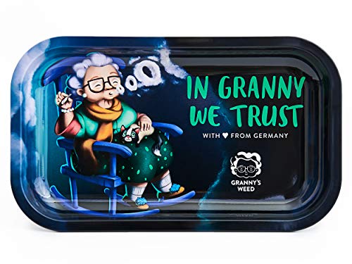 Granny's Exclusive Rolling Tray aus Metall | 27 x 16,5cm | Zum Drehen | Hochwertiges Design von GRANNY'S WEED