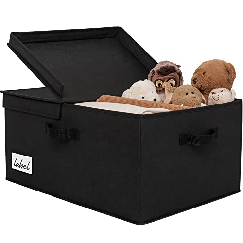GRANNY SAYS Aufbewahrungsbox mit Deckel Stoff, 1 Stück Faltbare Aufbewahren Box mit Deckel, Schrank Stoffbox Aufbewahrung Extra Groß, Schwarz Aufbewahrungskorb mit Deckel für Kleidung Spielzeug von GRANNY SAYS