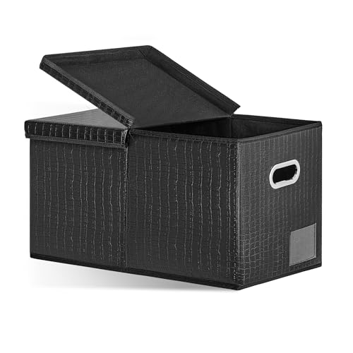 GRANNY SAYS Aufbewahrungsbox mit Deckel, Groß, Schwarz, 1 Stück, Stoff, Kunstleder, Modern, 44L, 45.3 x 30.8 x 30 cm, Stapelbar, Faltbar von GRANNY SAYS