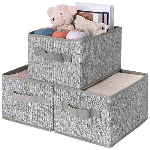 GRANNY SAYS Kleine Aufbewahrungsboxen Stoff, 3er-Pack Stoffkisten Aufbewahrung, Grau Aufbewahrungskörbe, Faltbare Stoffboxen, Wardrobe Storage Boxes, Faltboxen Kleiderschrank für Kleidung, Regalboxen von GRANNY SAYS