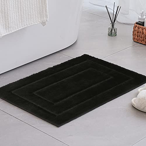 GRANNY SAYS Badezimmerteppich, Badematte rutschfest, Super Weicher Badteppich rutschfest Waschbar Absorbierend, Badvorleger für WC Teppich, Badezimmer, Dusche und Toilette - Schwarz, 40 × 60 cm von GRANNY SAYS