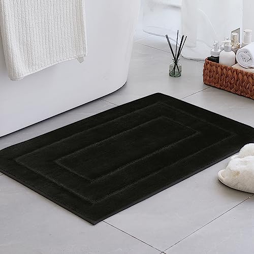 GRANNY SAYS Badezimmerteppich, Badematte rutschfest, Super Weicher Badteppich rutschfest Waschbar Absorbierend, Badvorleger für WC Teppich, Badezimmer, Dusche und Toilette - Schwarz, 50 × 80 cm von GRANNY SAYS