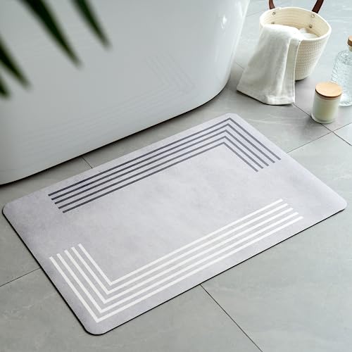 GRANNY SAYS Badezimmerteppich 45 x 70 cm, Schnelltrocknend Badematte rutschfest, Super Absorbierend Badvorleger Waschbar für Toilette, Bad Teppich Grau Badezimmermatte, Bathroom Mat Grey Bath Rug von GRANNY SAYS