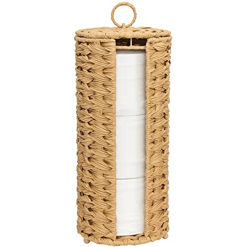 GRANNY SAYS Toilettenpapier Aufbewahrung geflochten, Klopapier Aufbewahrung, WC Papier Aufbewahrung für 3 Rollen, Toilettenpapier Ersatzrollenhalter, Aufbewahrung Toilettenpapier für Badezimmer von GRANNY SAYS