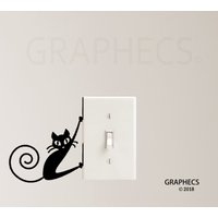 Klettern Katze Vinyl Aufkleber Lichtschalter Kinder Kindergarten Klettern Katze Vinyl Aufkleber Lichtschalter Kinder Kindergarten von GRAPHECS