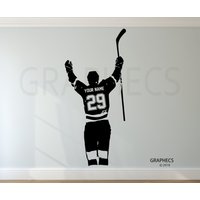 Personalisiertes Hockey Wandtattoo - Benutzerdefinierte Name & Zahlen Spieler Tor Vinyl Aufkleber Kinder Schlafzimmer Dekor von GRAPHECS