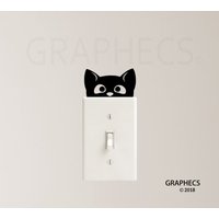 Späht Kitty Vinyl Aufkleber Lichtschalter Katze Kinder Kindergarten von GRAPHECS