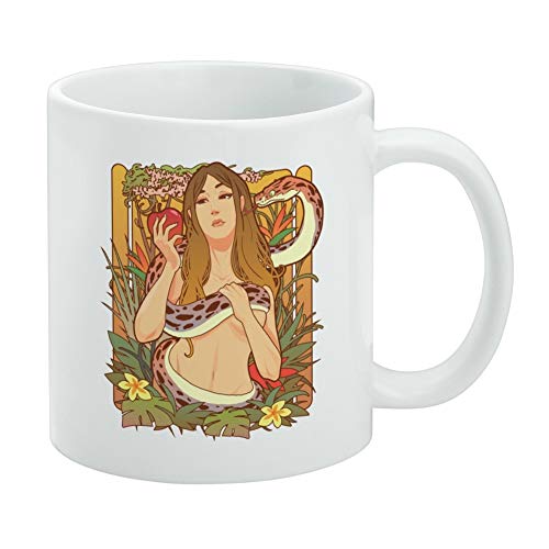 Eve With and Snake In Garden of Eden Keramik-Kaffeetasse, originelles Geschenk für Kaffee, Tee und heiße Getränke, 325 ml, Weiß von GRAPHICS & MORE