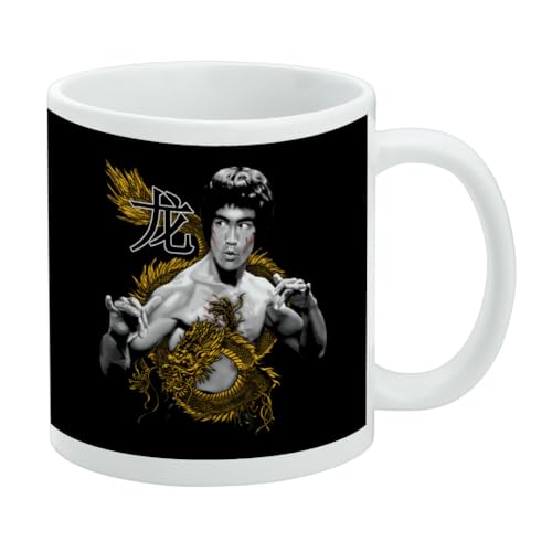 GRAPHICS & MORE Bruce Lee Golden Dragon Keramik-Kaffeetasse, Neuheit Geschenk Tassen für Kaffee, Tee und Heißgetränke, 325 ml, Weiß von GRAPHICS & MORE