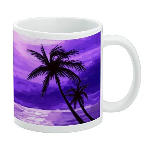GRAPHICS & MORE Purple Sunset Beach Palm Tree Hawaii Paradise White Mug GRAPHICS & MORE Purple Sunset Beach Palm Tree Hawaii Paradise White Mug von GRAPHICS & MORE