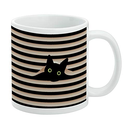 GRAPHICS & MORE Schwarze Katze im Fenster, weiße Tasse von GRAPHICS & MORE