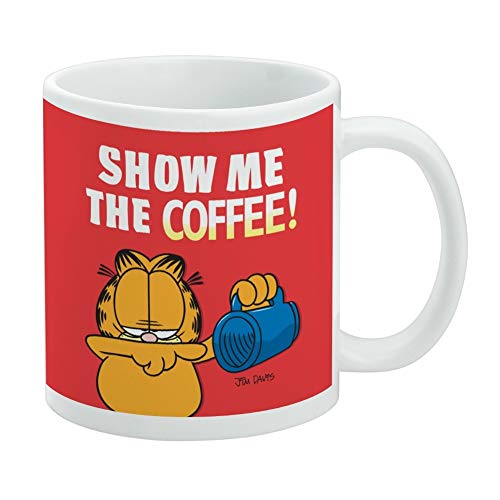 Garfield Keramik-Kaffeetasse mit Aufschrift "Show me the Coffeeeeee", originelles Geschenk für Kaffee, Tee und heiße Getränke, 325 ml, Weiß von GRAPHICS & MORE