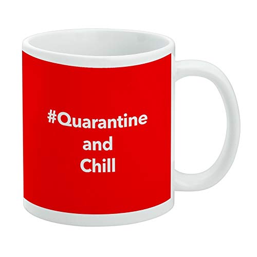 Hashtag Quarantine and Chill Keramik-Kaffeetasse, originelles Geschenk für Kaffee, Tee und heiße Getränke, 325 ml, Weiß von GRAPHICS & MORE