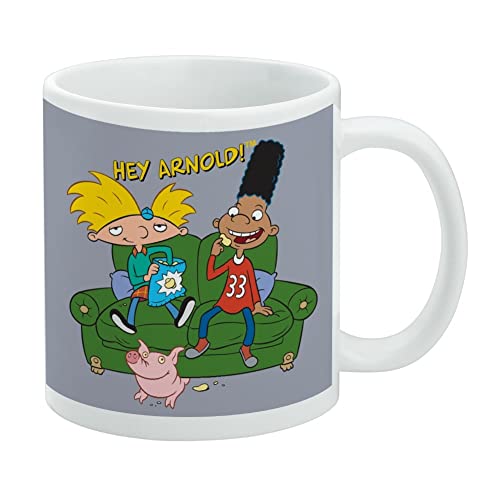 Hey Arnold! Chips on Couch Keramik-Kaffeetasse, originelles Geschenk, Tassen für Kaffee, Tee und heiße Getränke, 325 ml, Weiß von GRAPHICS & MORE