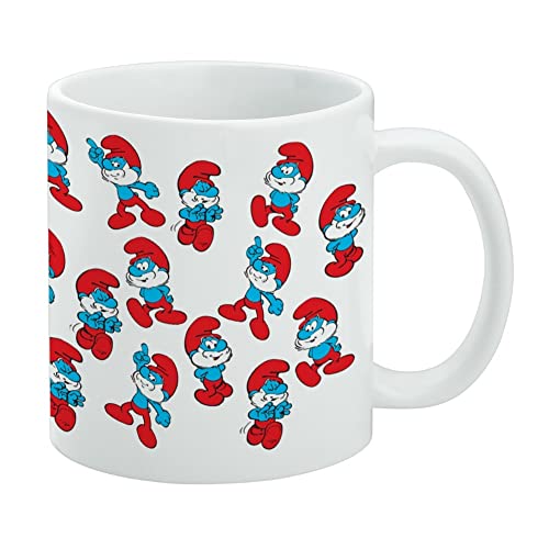 Kaffeetasse mit Papa-Schlumpf-Muster, Keramik, Geschenkbecher für Kaffee, Tee und heiße Getränke, 325 ml, Weiß von GRAPHICS & MORE