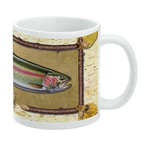 Kaffeetasse mit Regenbogen-Forellenangel-Profil, aus Keramik, Geschenk für Kaffee, Tee und heiße Getränke, 325 ml, Weiß von GRAPHICS & MORE