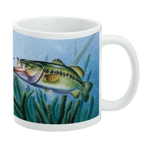 Keramik-Kaffeetasse mit Barschangeln, Geschenkidee für Kaffee, Tee und heiße Getränke, 325 ml, Weiß von GRAPHICS & MORE