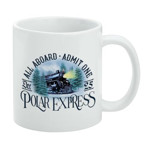 Polar Express Keramik-Kaffeetasse mit Aufschrift "All Aboard", Geschenkidee für Kaffee, Tee und heiße Getränke, 325 ml, Weiß von GRAPHICS & MORE
