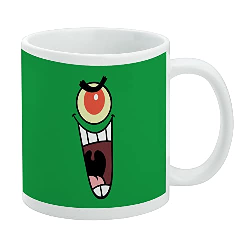 SpongeBob Keramik-Kaffeetasse mit Plankon-Gesicht, Geschenkidee für Kaffee, Tee und heiße Getränke, 325 ml, Weiß von GRAPHICS & MORE