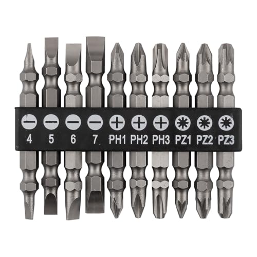 GRAPHITE 10tlg Set extra langer Doppelend-Bits 65mm - Robuste Bits mit 1/4" Sechskantschaft, aus CrV-Stahl, für Schraubarbeiten in tiefen Bereichen Bit-Set von GRAPHITE