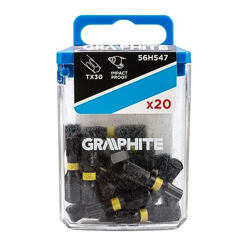 GRAPHITE Schlagbits TX30 x 25 mm, 20 Stück, 1/4“ Sechskant-Aufnahme, S2-Stahl, in Kunststoffbox, Pro Schrauber Bit Set - Schraubendreher Torx Bits Set, Schrauber-Bit, Sechskantschaft, (TX30) von GRAPHITE