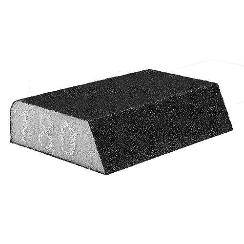 GRAPHITE Schrägkantenschwamm 98 x 25 x 68 mm, Körnung K80/120/180 - Hochwertiger Schleifschwamm für präzises Schleifen - Vielseitig einsetzbar, für Holz, Metall, Kunststoff und mehr (K180) von GRAPHITE