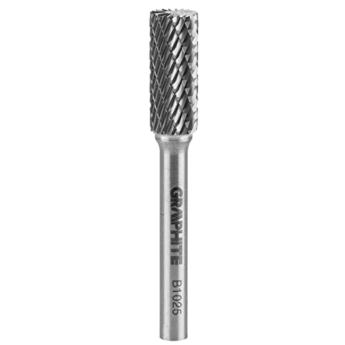 HM-Frässtift, zylindrisch mit Klingen oben, Form B, HM-Schneidwerkzeug, Ø 10 mm, Kopflänge 25 mm, Stift- Ø 6 mm, Stiftlänge 45 mm, Karbidfräser für Geradschleifer von GRAPHITE