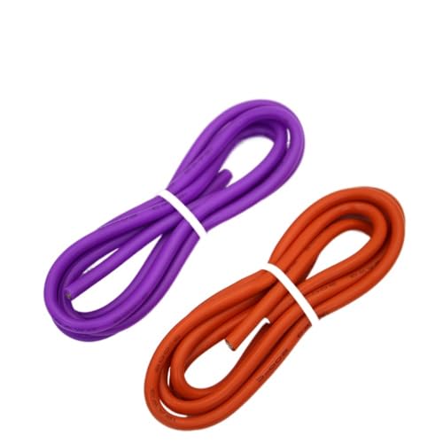 Außenverlängerung 1 Meter 5 Meter Rot Schwarz Gelb Grün Grau Lila Weiß Blau Farbe Silikondraht 10AWG bis 15AWG Kabel Solarummantelung(Color:1Meter Purple 1Meter Orange,Size:13 AWG) von GRASAKY
