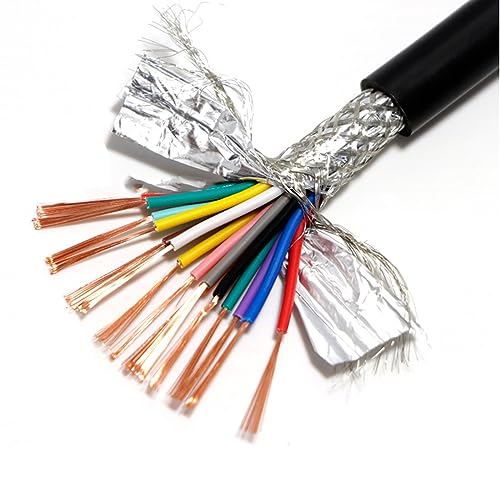 Außenverlängerung 2 Meter Steuersignalleitung 2 3 4 5 6 7 8 10 12 14 16 20 24-adriges PVC-Kabel 22 AWG 0,3 0,5 0,75 mm abgeschirmter Draht Solarummantelung(Black0.2mm,14-core) von GRASAKY
