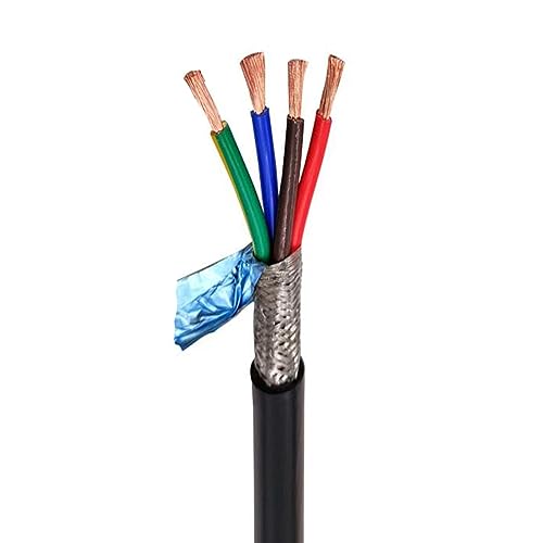 Außenverlängerung 2 Meter Steuersignalleitung 2 3 4 5 6 7 8 10 12 14 16 20 24-adriges PVC-Kabel 22 AWG 0,3 0,5 0,75 mm abgeschirmter Draht Solarummantelung(Black0.5mm,4-core) von GRASAKY